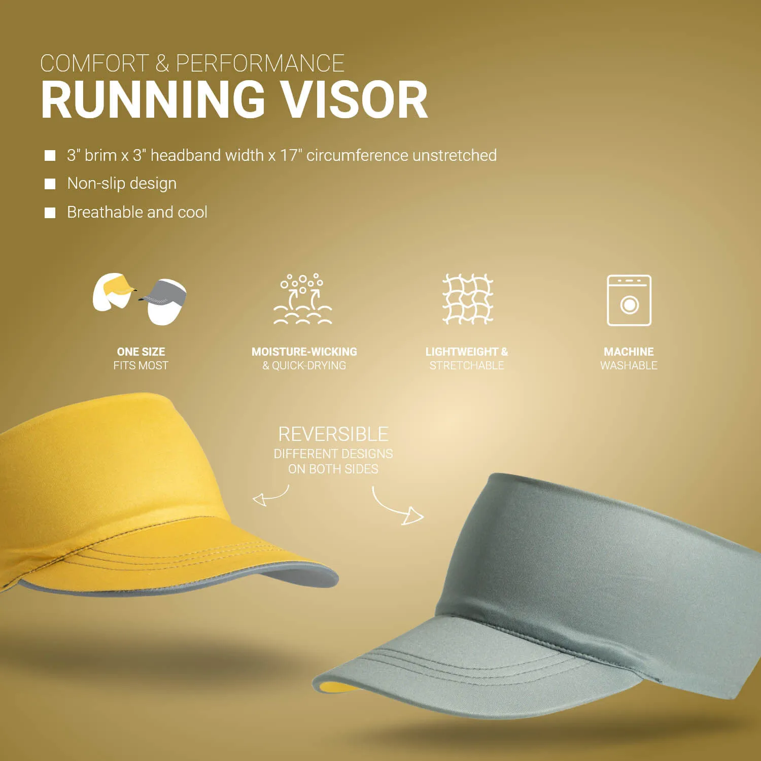 Running Comfort Performance Visor - Gray & Yellow 4 Running Comfort Performance Visor - Gray & Yellow - Image 2