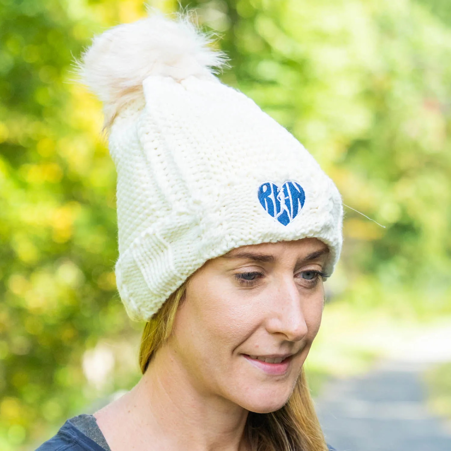 Running Embroidered Pom Pom Knit Hat - Love The Run 6 Running Embroidered Pom Pom Knit Hat - Love The Run - Image 5
