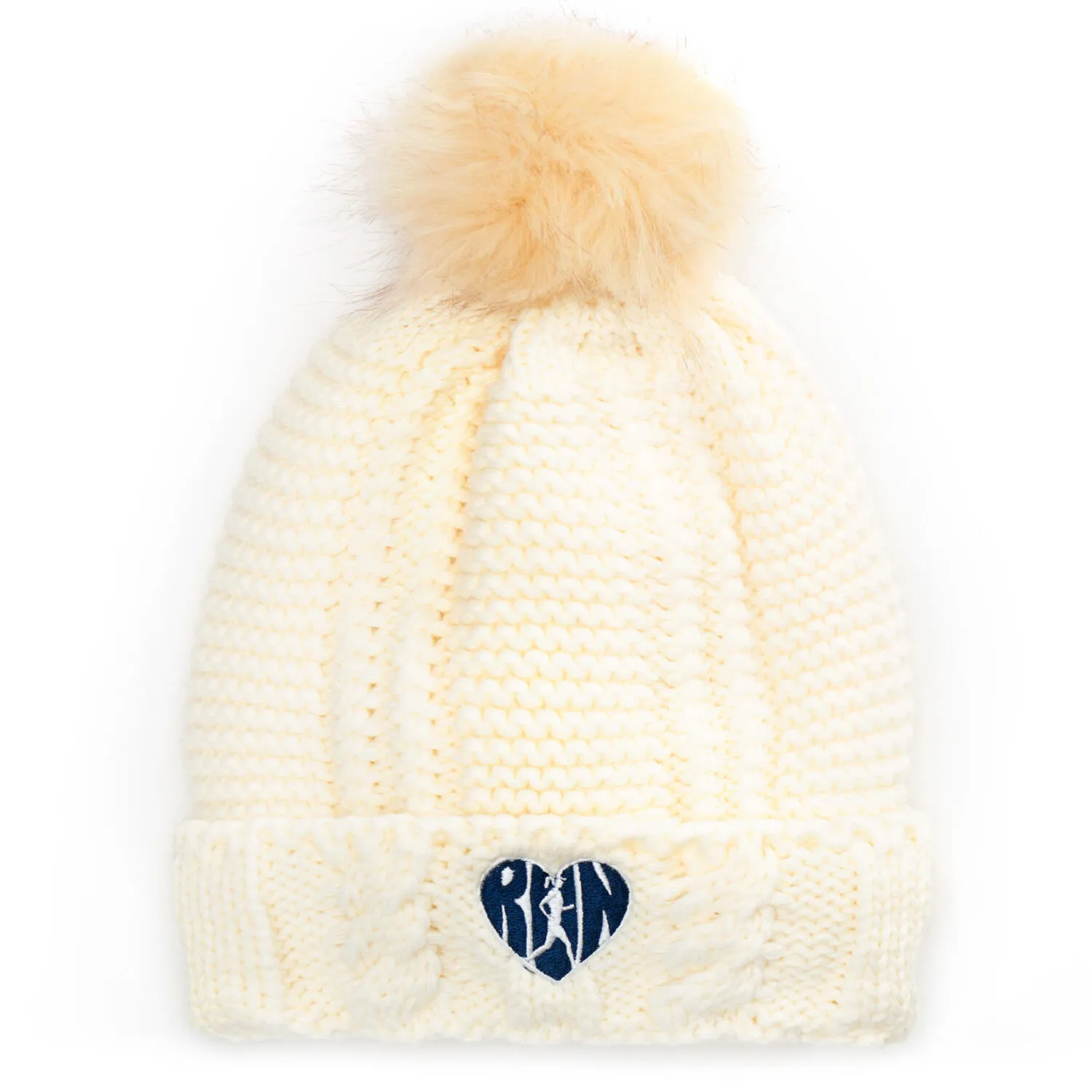 Running Embroidered Pom Pom Knit Hat - Love The Run 2 Running Embroidered Pom Pom Knit Hat - Love The Run
