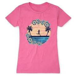 Women's Everyday Runners Tee - Beach Runner Girl -goneforarun Sales 2023 tr 46236 HOTPINK FLAT
