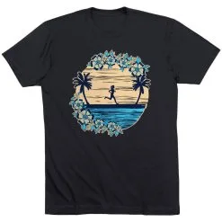 Running Short Sleeve T-Shirt - Beach Runner Girl -goneforarun Sales 2023 tr 46237 BLACK FLAT