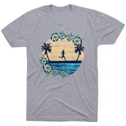 Running Short Sleeve T-Shirt - Beach Runner Girl -goneforarun Sales 2023 tr 46237 GRAY FLAT