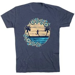 Running Short Sleeve T-Shirt - Beach Runner Girl -goneforarun Sales 2023 tr 46237 NAVY FLAT