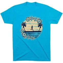 Running Short Sleeve T-Shirt - Beach Runner Girl -goneforarun Sales 2023 tr 46237 TURQUOISE FLAT
