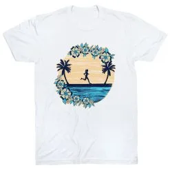 Running Short Sleeve T-Shirt - Beach Runner Girl -goneforarun Sales 2023 tr 46237 WHITE FLAT