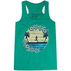 Flowy Racerback Tank Top - Beach Runner Girl -goneforarun Sales 2023 tr 46238 GREEN MAIN