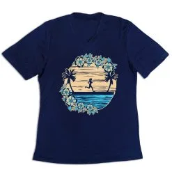 Women's Short Sleeve Tech Tee - Beach Runner Girl -goneforarun Sales 2023 tr 46241 NAVY MAIN
