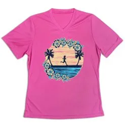 Women's Short Sleeve Tech Tee - Beach Runner Girl -goneforarun Sales 2023 tr 46241 PINK MAIN