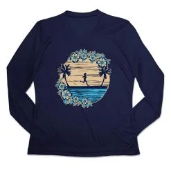 Women's Long Sleeve Tech Tee - Beach Runner Girl -goneforarun Sales 2023 tr 46242 NAVY MAIN
