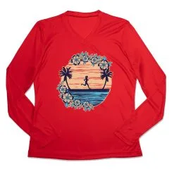 Women's Long Sleeve Tech Tee - Beach Runner Girl -goneforarun Sales 2023 tr 46242 RED MAIN
