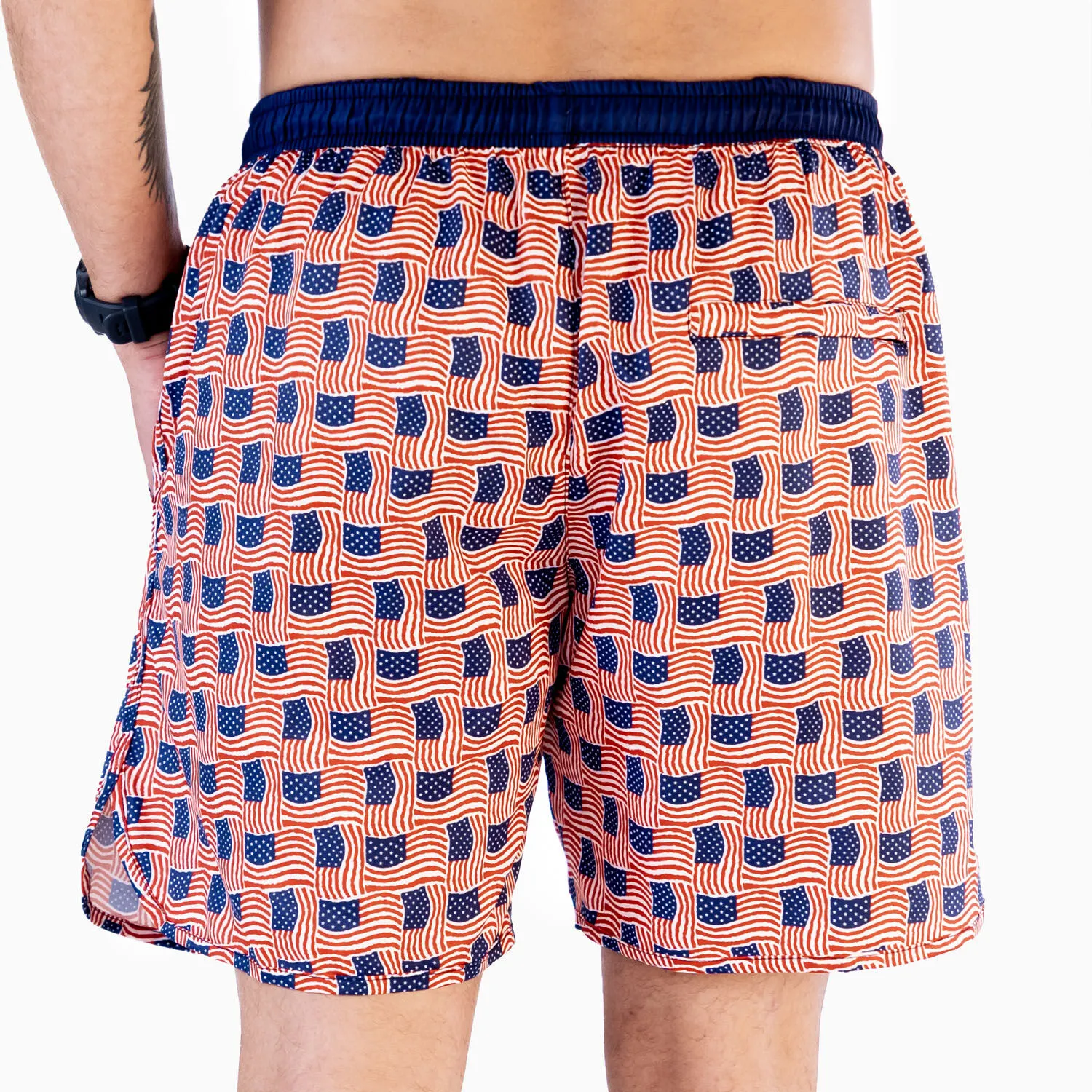 TrueRun Men's Running Shorts - USA Patriotic 6 TrueRun Men's Running Shorts - USA Patriotic - Image 4