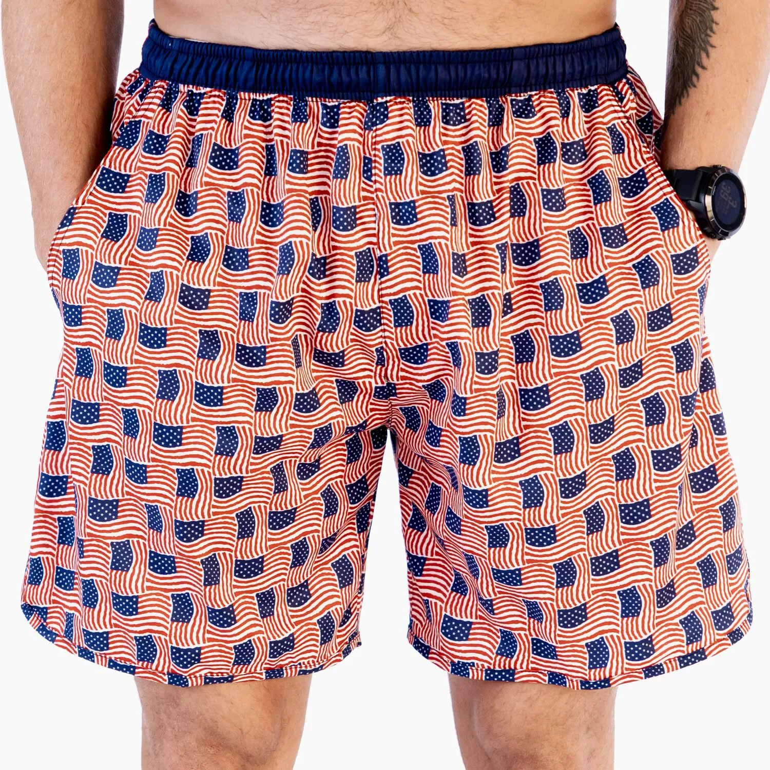 TrueRun Men's Running Shorts - USA Patriotic 3 TrueRun Men's Running Shorts - USA Patriotic