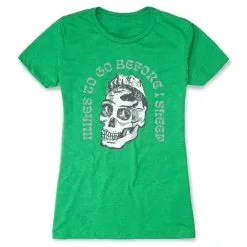 Women's Everyday Runners Tee - Miles To Go Before I Sleep - Skull -goneforarun Sales 2023 tr 46524 GREEN FLAT