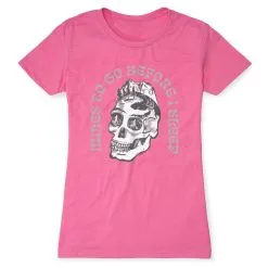 Women's Everyday Runners Tee - Miles To Go Before I Sleep - Skull -goneforarun Sales 2023 tr 46524 HOTPINK FLAT