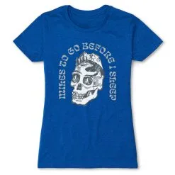 Women's Everyday Runners Tee - Miles To Go Before I Sleep - Skull -goneforarun Sales 2023 tr 46524 ROYAL FLAT