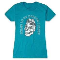 Women's Everyday Runners Tee - Miles To Go Before I Sleep - Skull -goneforarun Sales 2023 tr 46524 TEAL FLAT