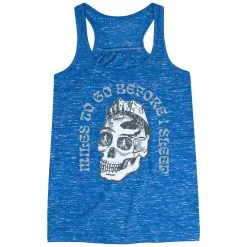 Flowy Racerback Tank Top - Miles To Go Before I Sleep - Skull -goneforarun Sales 2023 tr 46526 BLUE MAIN