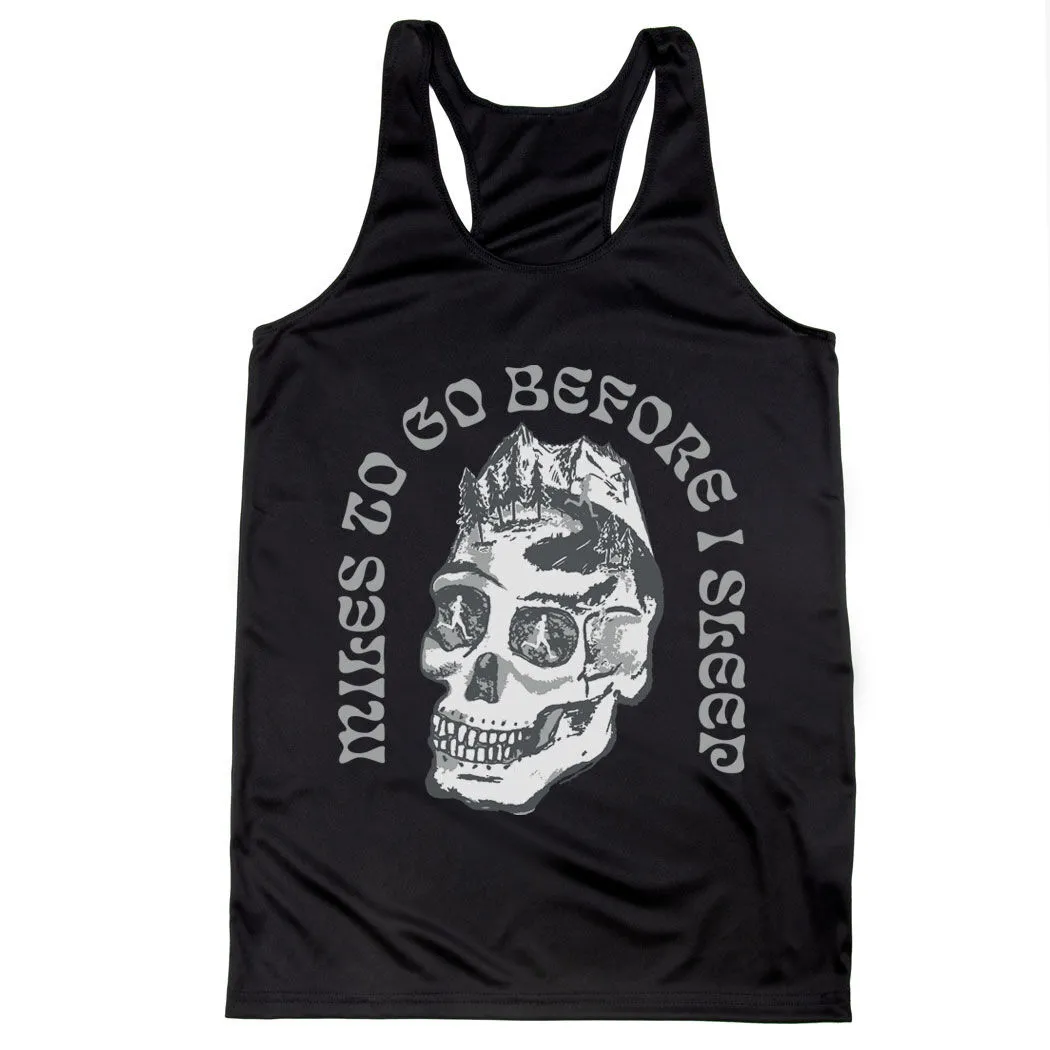 Women's Racerback Performance Tank Top - Miles To Go Before I Sleep - Skull 3 Women's Racerback Performance Tank Top - Miles To Go Before I Sleep - Skull