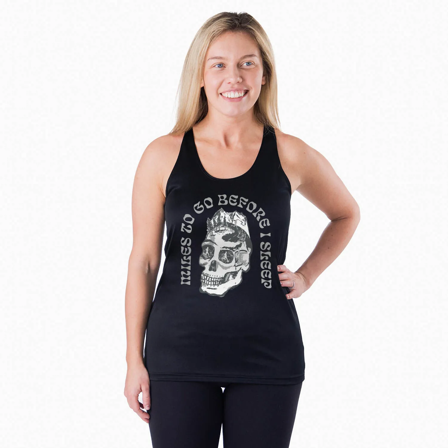 Women's Racerback Performance Tank Top - Miles To Go Before I Sleep - Skull 4 Women's Racerback Performance Tank Top - Miles To Go Before I Sleep - Skull - Image 2