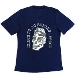 Women's Short Sleeve Tech Tee - Miles To Go Before I Sleep - Skull -goneforarun Sales 2023 tr 46529 NAVY MAIN