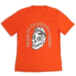 Women's Short Sleeve Tech Tee - Miles To Go Before I Sleep - Skull -goneforarun Sales 2023 tr 46529 ORANGE MAIN