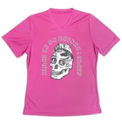 Women's Short Sleeve Tech Tee - Miles To Go Before I Sleep - Skull -goneforarun Sales 2023 tr 46529 PINK MAIN