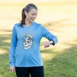 Women's Long Sleeve Tech Tee - Miles To Go Before I Sleep - Skull -goneforarun Sales 2023 tr 46530 CAROLINA FEMALE