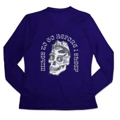 Women's Long Sleeve Tech Tee - Miles To Go Before I Sleep - Skull -goneforarun Sales 2023 tr 46530 ROYAL MAIN