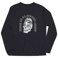 Men's Running Long Sleeve Performance Tee - Miles To Go Before I Sleep - Skull