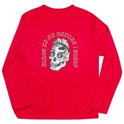 Men's Running Long Sleeve Performance Tee - Miles To Go Before I Sleep - Skull -goneforarun Sales 2023 tr 46533 RED MAIN