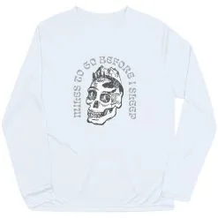 Men's Running Long Sleeve Performance Tee - Miles To Go Before I Sleep - Skull -goneforarun Sales 2023 tr 46533 WHITE MAIN