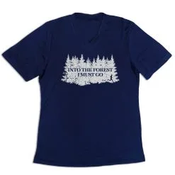 Women's Short Sleeve Tech Tee - Into The Forest I Must Go Running -goneforarun Sales 2023 tr 46559 NAVY MAIN