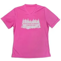 Women's Short Sleeve Tech Tee - Into The Forest I Must Go Running -goneforarun Sales 2023 tr 46559 PINK MAIN