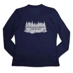 Women's Long Sleeve Tech Tee - Into The Forest I Must Go Running -goneforarun Sales 2023 tr 46560 NAVY MAIN