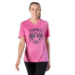 Women's Short Sleeve Tech Tee - Eye Of The Tiger -goneforarun Sales 2023 tr 46615 PINK MODEL