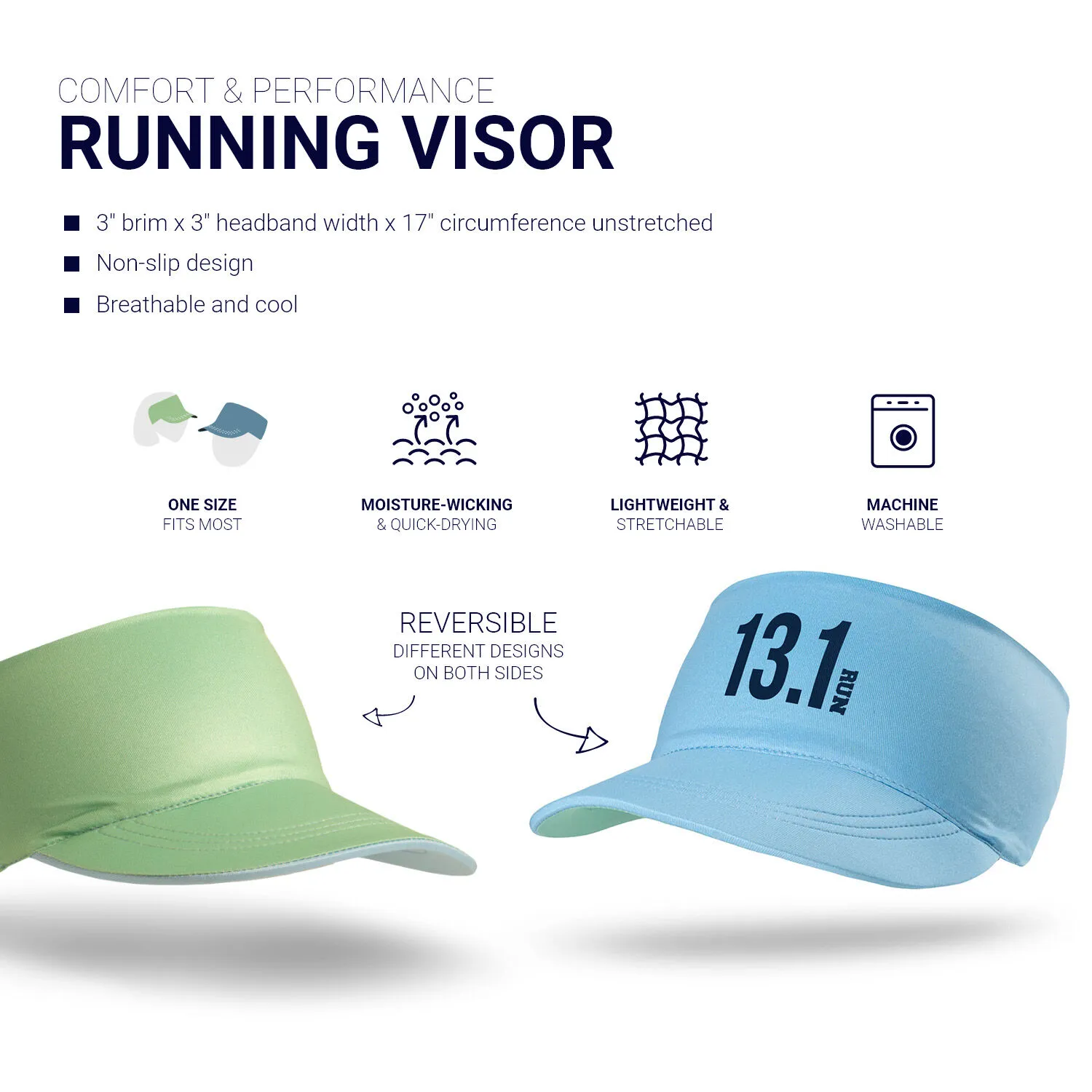Running Comfort Performance Visor - 13.1 Half Marathon Run 4 Running Comfort Performance Visor - 13.1 Half Marathon Run - Image 2