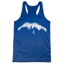 Women's Racerback Performance Tank Top - Trail Runner In The Mountains