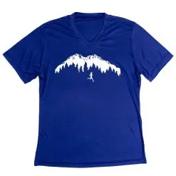 Women's Short Sleeve Tech Tee - Trail Runner In The Mountains