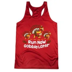 Women's Racerback Performance Tank Top - Run Now Gobble Later Turkey Trot