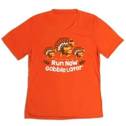 Women's Short Sleeve Tech Tee - Run Now Gobble Later Turkey Trot -goneforarun Sales 2023 tr 46787 ORANGE MAIN
