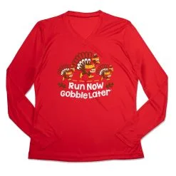 Women's Long Sleeve Tech Tee - Run Now Gobble Later Turkey Trot -goneforarun Sales 2023 tr 46788 RED MAIN