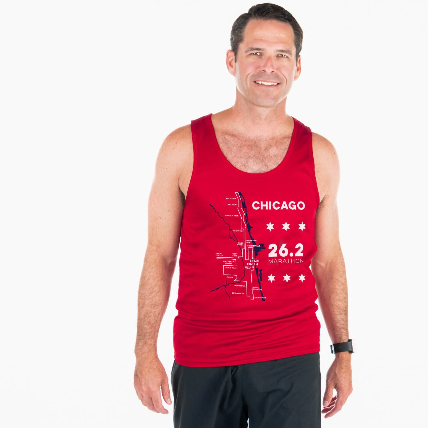 Men's Running Performance Tank Top - Chicago Route 4 Men's Running Performance Tank Top - Chicago Route - Image 2
