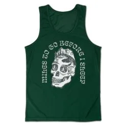 Men's Running Performance Tank Top - Miles To Go Before I Sleep - Skull -goneforarun Sales 2023 tr 46828 GREEN MAIN