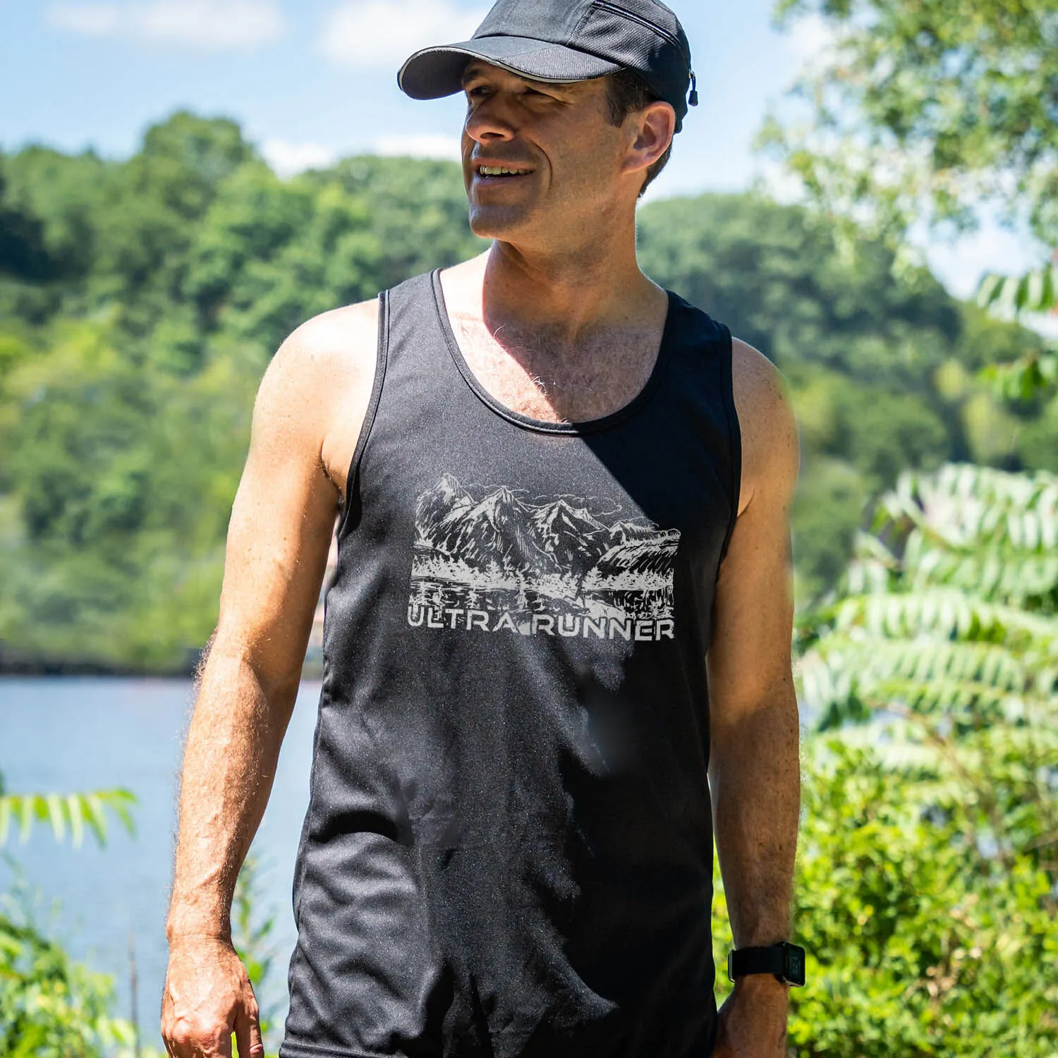 Men's Running Performance Tank Top - Ultra Runner Sketch 6 Men's Running Performance Tank Top - Ultra Runner Sketch - Image 4