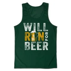Men's Running Performance Tank Top - Will Run For Beer -goneforarun Sales 2023 tr 46836 GREEN MAIN