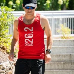 Men's Running Performance Tank Top - Chicago 26.2 Vertical -goneforarun Sales 2023 tr 46869 RED LIFESTYLE