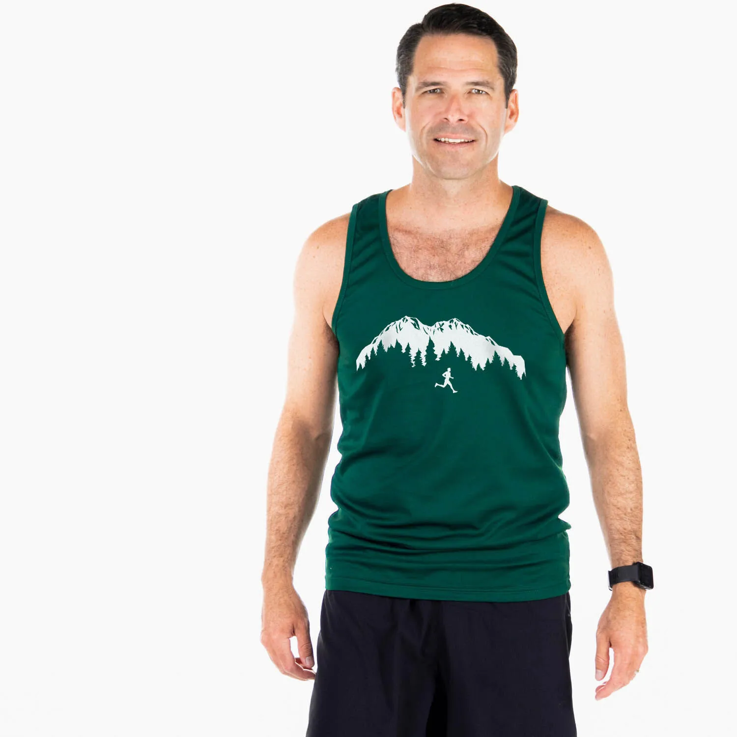 Men's Running Performance Tank Top - Trail Runner In The Mountains (Male) 4 Men's Running Performance Tank Top - Trail Runner In The Mountains (Male) - Image 2