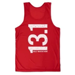 Men's Running Performance Tank Top - 13.1 Half Marathon Vertical -goneforarun Sales 2023 tr 46886 RED MAIN