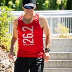 Men's Running Performance Tank Top - 26.2 Marathon Vertical -goneforarun Sales 2023 tr 46887 RED LIFESTYLE