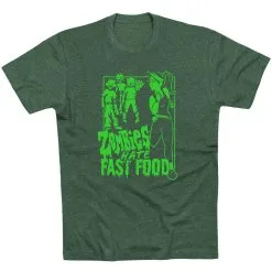 Running Short Sleeve T-Shirt - Zombies Hate Fast Food -goneforarun Sales 2023 tr 46935 FORESTGREEN FLAT